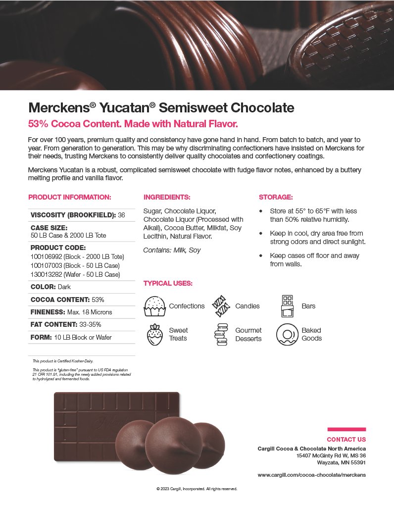 Merckens Yucatan Dark Chocolate Buttons 50lb