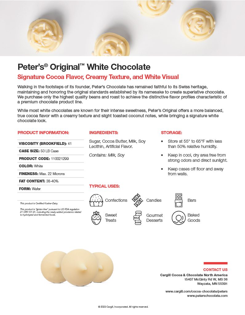 Peter's Original White Chocolate 41 (140 Viscosity) CP 50 lb CTN