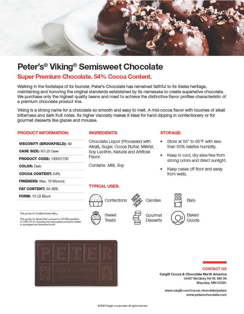 Peter's Viking Semisweet Chocolate Block 49 (165 Viscosity) 50 lb CTN